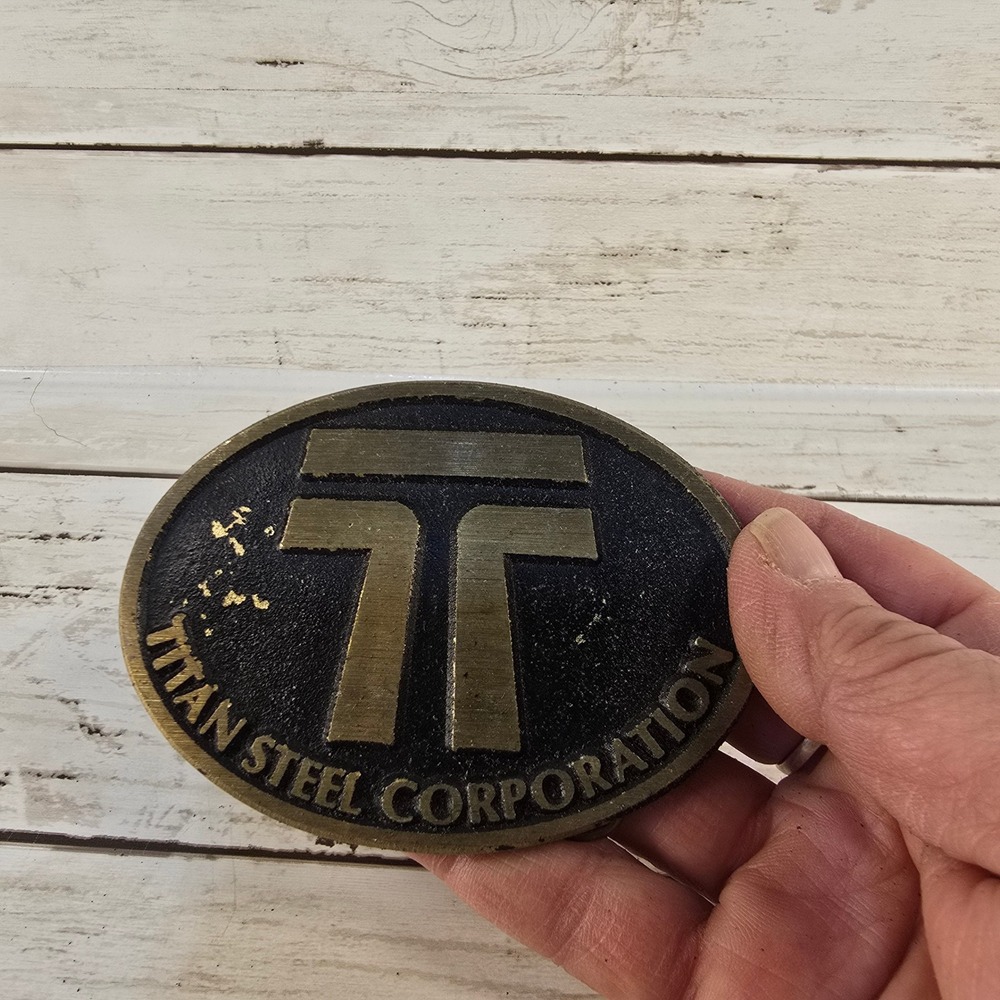 Vintage Titan Steel Corporation Belt Buckle Solid Brass DynaBuckle Provo Utah
